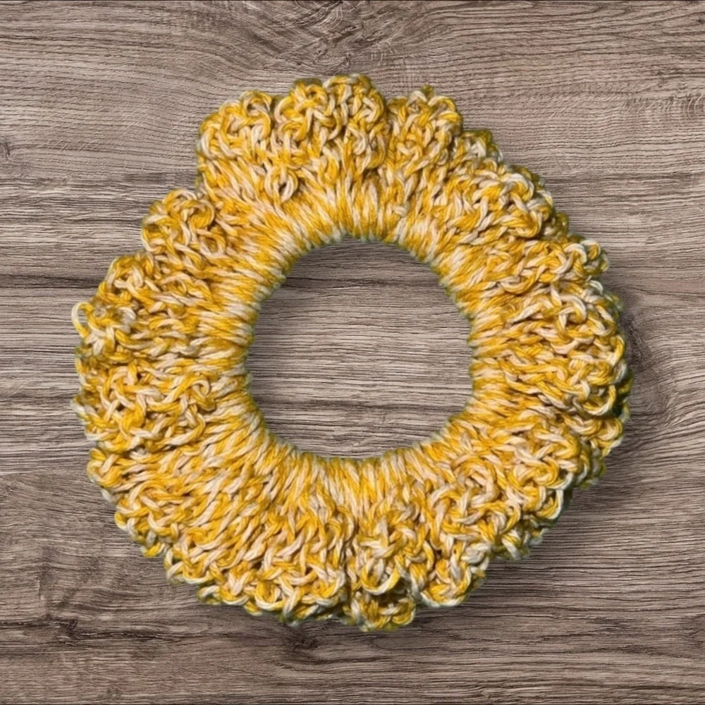 Yellow Crochet Hair Scrunchie
